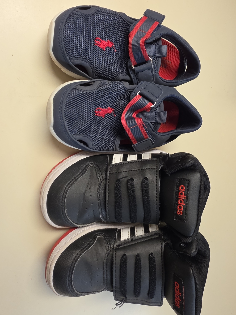 Polo by Ralph Lauren Navy and Adidas Red Kids Velcro Sneakers